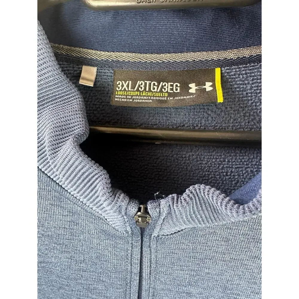 Under Armour 1/4 Zip Fleece Pullover Gray Navy Mens 3XL Loose SweaterFleece Golf - Picture 8 of 10